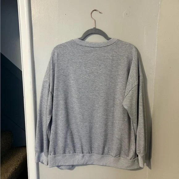 Womens Grey V-neck Sweatshirt - Picture 3 of 3